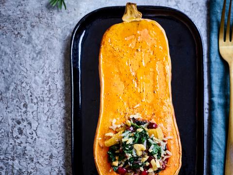 Gevulde butternut met wilde rijst