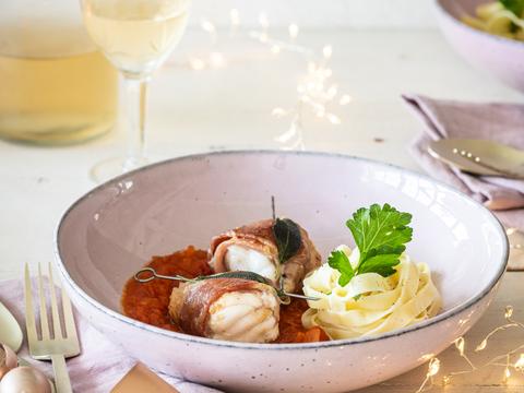 Involtini van zeeduivel met verse pasta