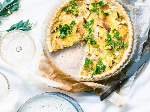 Quiche met prei, kervel en gerookte heilbot