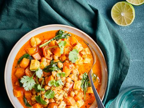 Kikkererwtencurry met spinazie