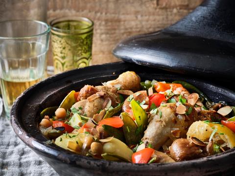 Tajine met kip en gedroogde vijgen