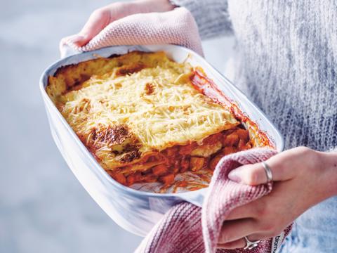 Lasagne met vegan kaaskorstje