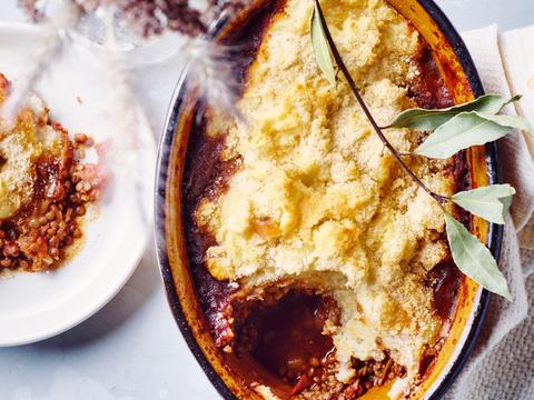Shepherd's pie met linzen en puree