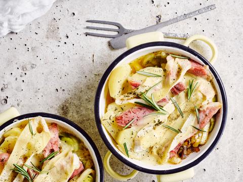tartiflette met prei en hammetje