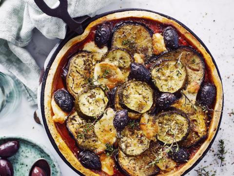 Tarte provençale met gegrilde courgette en aubergine