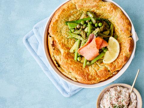 Ovenomelet met gewokte groene groenten