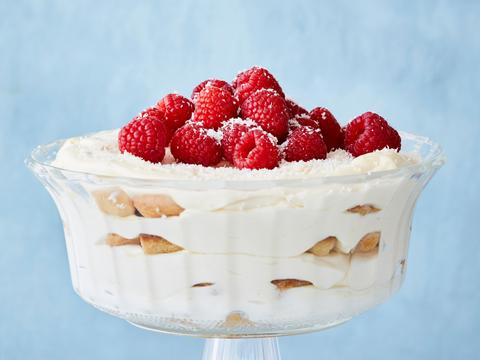 Tiramisu met witte chocolade en frambozen