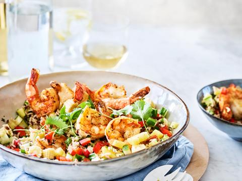 Oosterse rijstsalade met scampi_s 