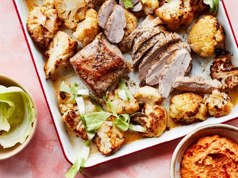 Varkenshaasje met gegrilde-paprikasaus