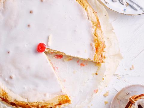 Frangipanetaart met pruimenconfituur