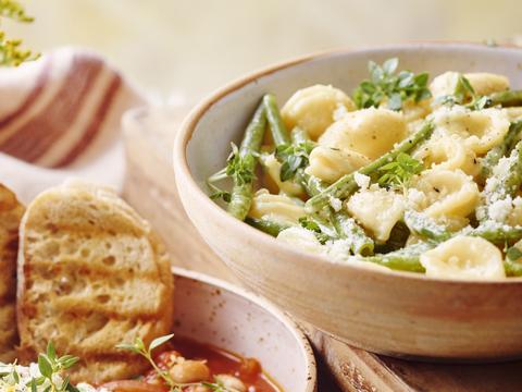 orecchiette met boontjes en parmezaanroomsaus