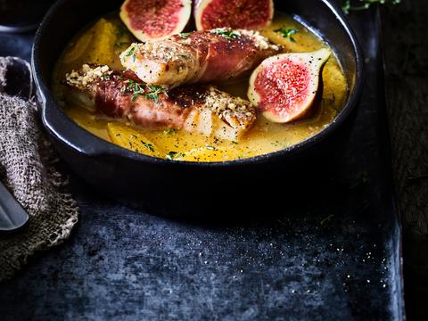 Schelvishaasje met prosciutto