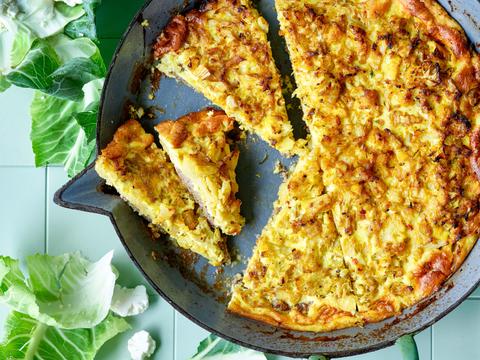Bloemkooltaart met lamsgehakt