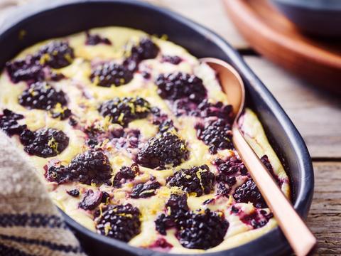 Gebakken ricotta met braambessen