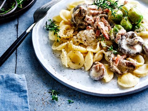 Orecchiette met spruiten-shiitakesaus