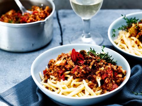 Trofie met broccoli-linzenbolognese