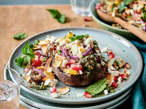 Gevulde portobello’s met quinoa en sinaasappel