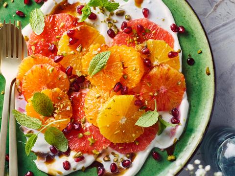 Citruscarpaccio met mascarponeroom