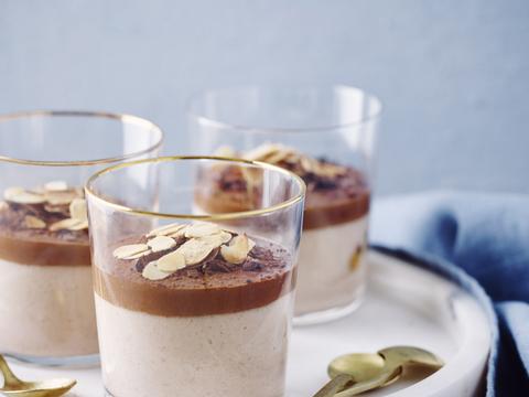 duo van chocolade- en bananenmousse