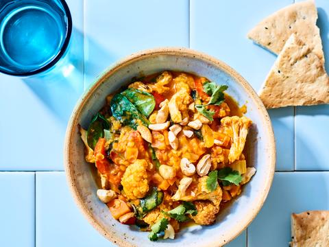 Indiaas stoofpotje met geroosterde bloemkool