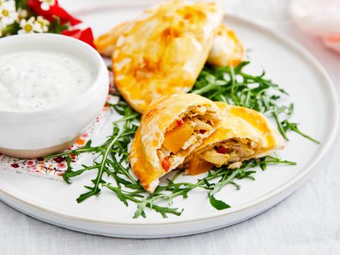 Samosa’s met pulled chicken en perzik