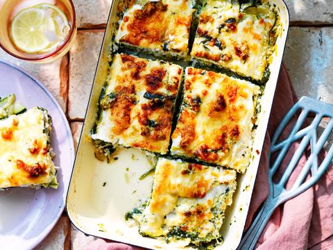 Vislasagne met schelvis