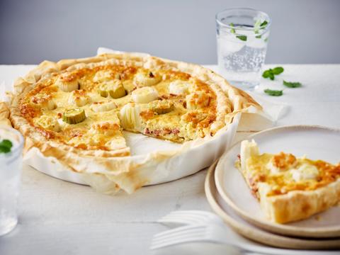 Quiche met spekjes en prei