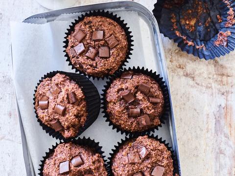 Vegan chocolade-bananenmuffins