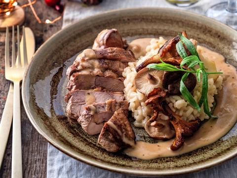 risotto met fazant en boschampignons