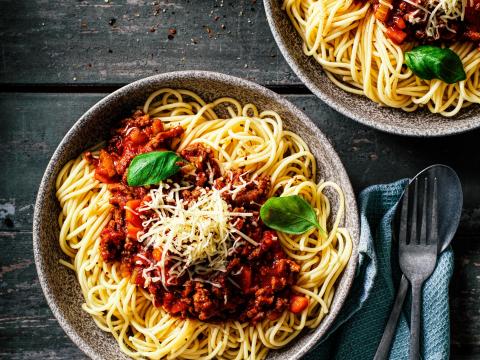 Spaghettis bolognaise au lard