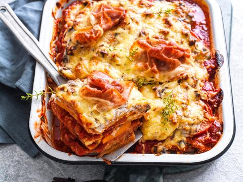 Groentelasagne met prosciutto