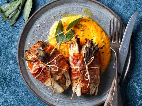 Gevuld witloof met pompoenmascarponepuree
