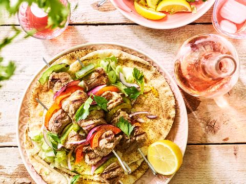 Shish kebab met flatbread