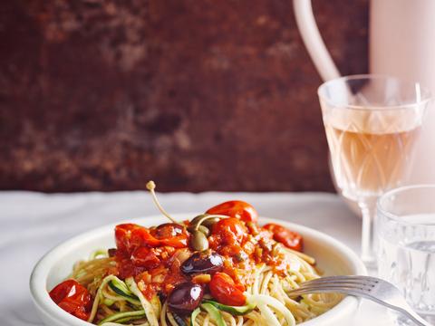 Volkorenpasta alla puttanesca