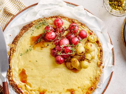 Cheesecake met gepofte druiven