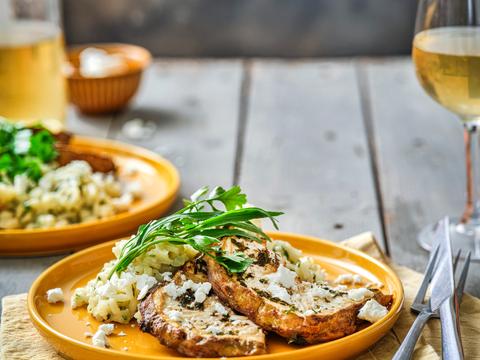 Gegrilde knolselder met kruidenrisotto en feta