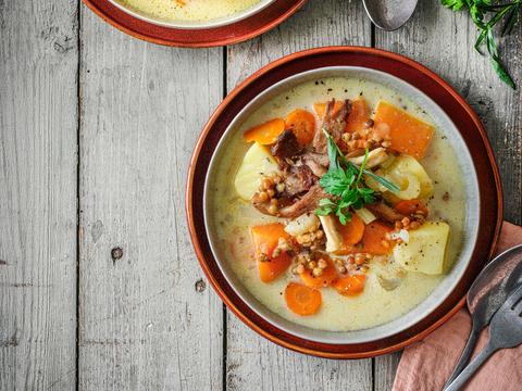 Vegetarische waterzooi met pompoen