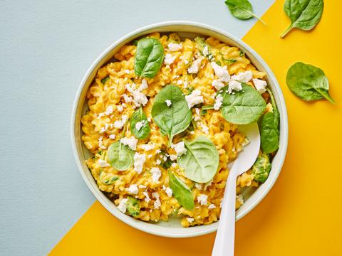Fusilli met snelle pompoensaus