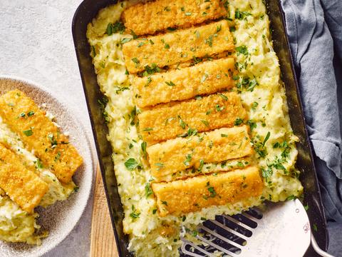 Preistoemp onder fishstickkorst