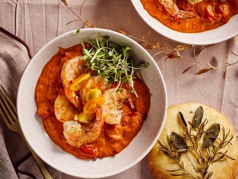 Scampi diabolique met kerstfocaccia’s