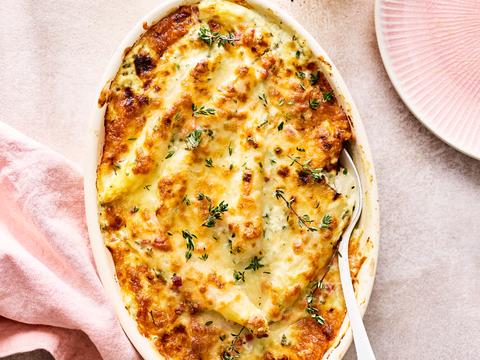 Aspergegratin met ham