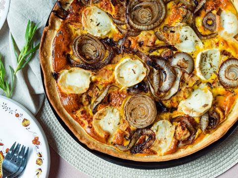 Quiche met kip, dragon en geitenkaas