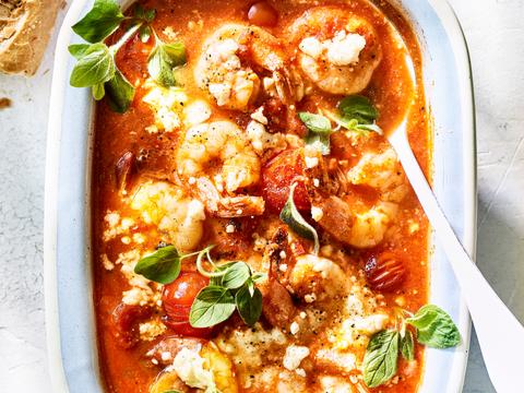 Scampi-saganaki 
