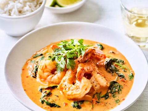 Scampi’s in pikante paprika-kokossaus