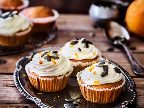 Pompoenmuffins met cream cheese frosting