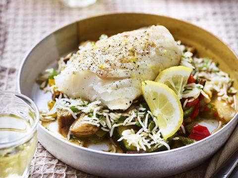 Ovenschelvis met notenrijst