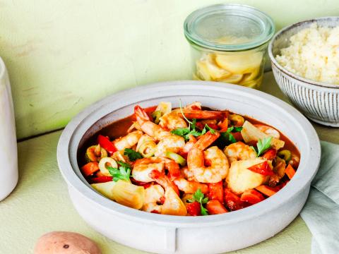 tajine met scampi