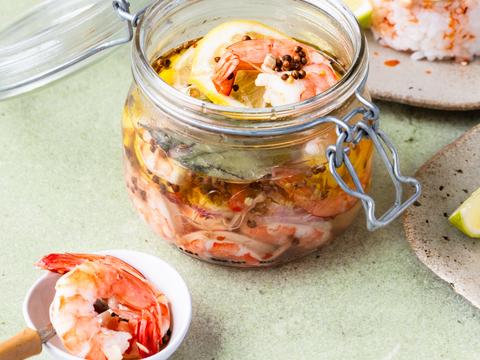 Ingelegde zoetzure scampi’s