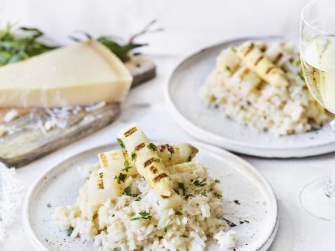 Risotto met gegrilde asperges en dragon