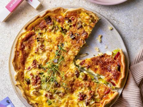 Quiche Lorraine met spekjes en prei
